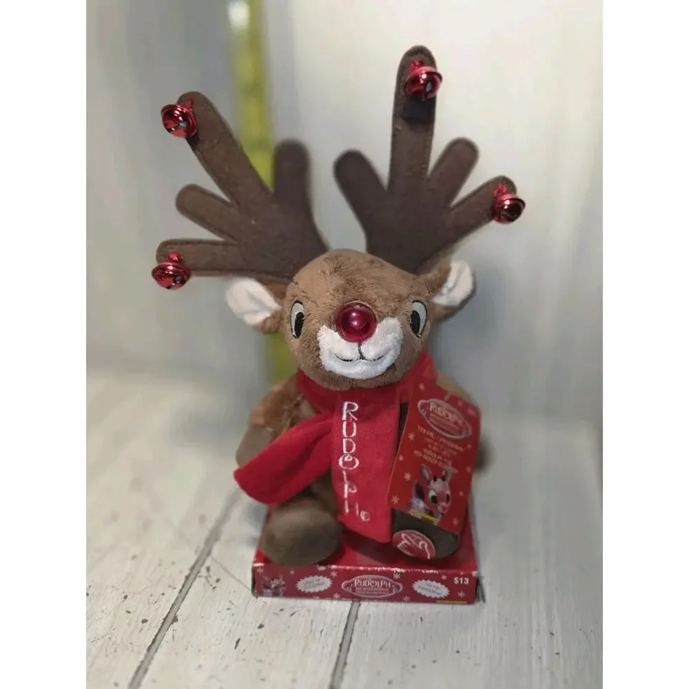 DanDee Rudolph Red Nose Reindeer Plush Light Up Sings Jingle Bells Needs Battery